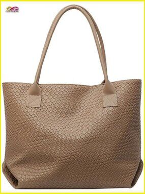 Woven Leather Tote Bag Large Capacity Shoulder Handbag Luxury Fashion